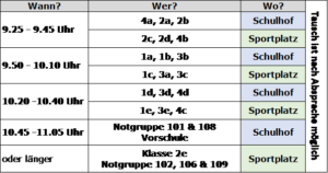 Pausenplan