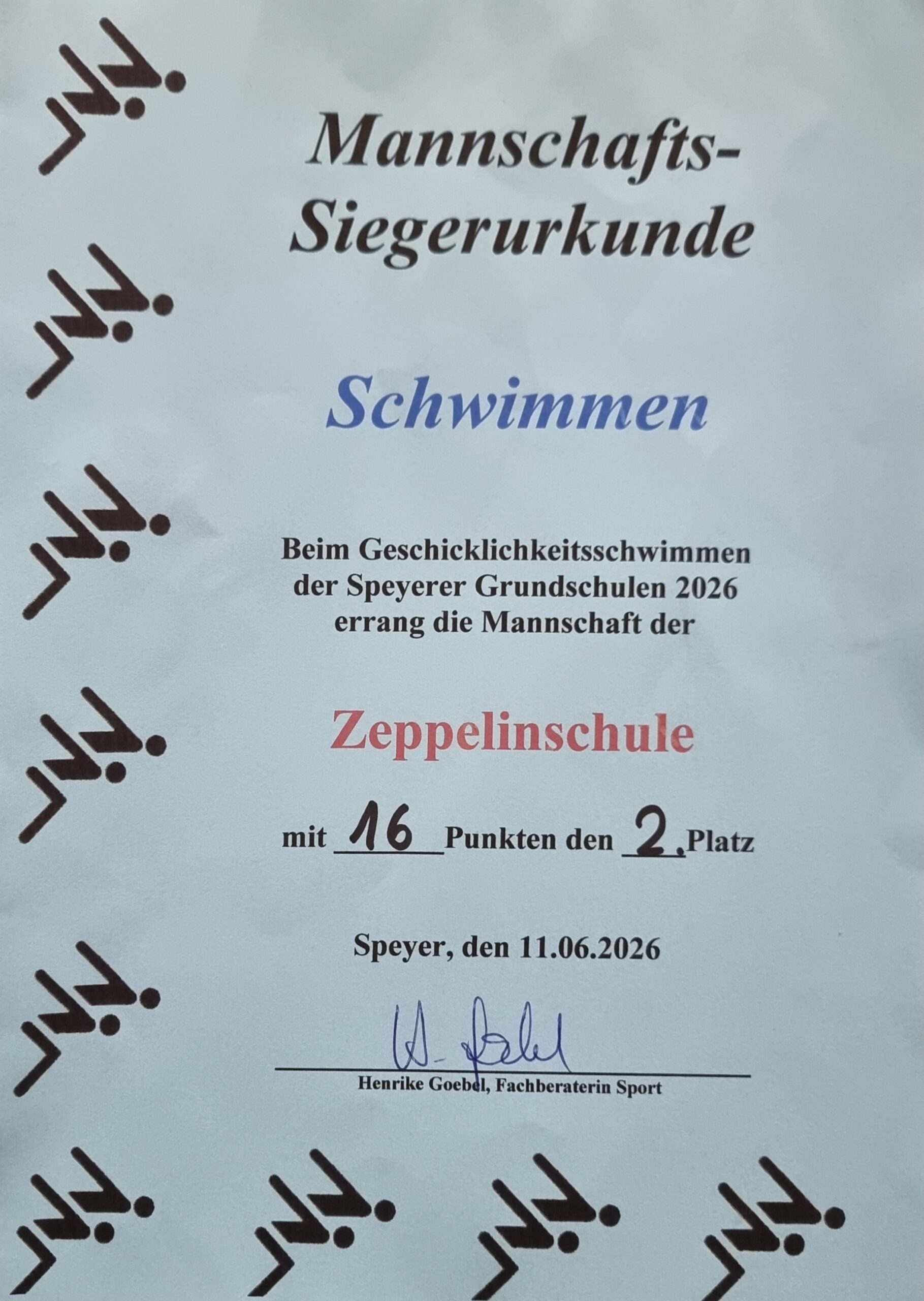 2. Platz beim Schwimmfest